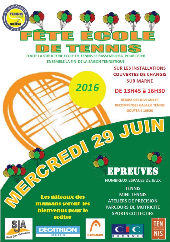 Fête de l'école de tennis mercredi 29 juin
