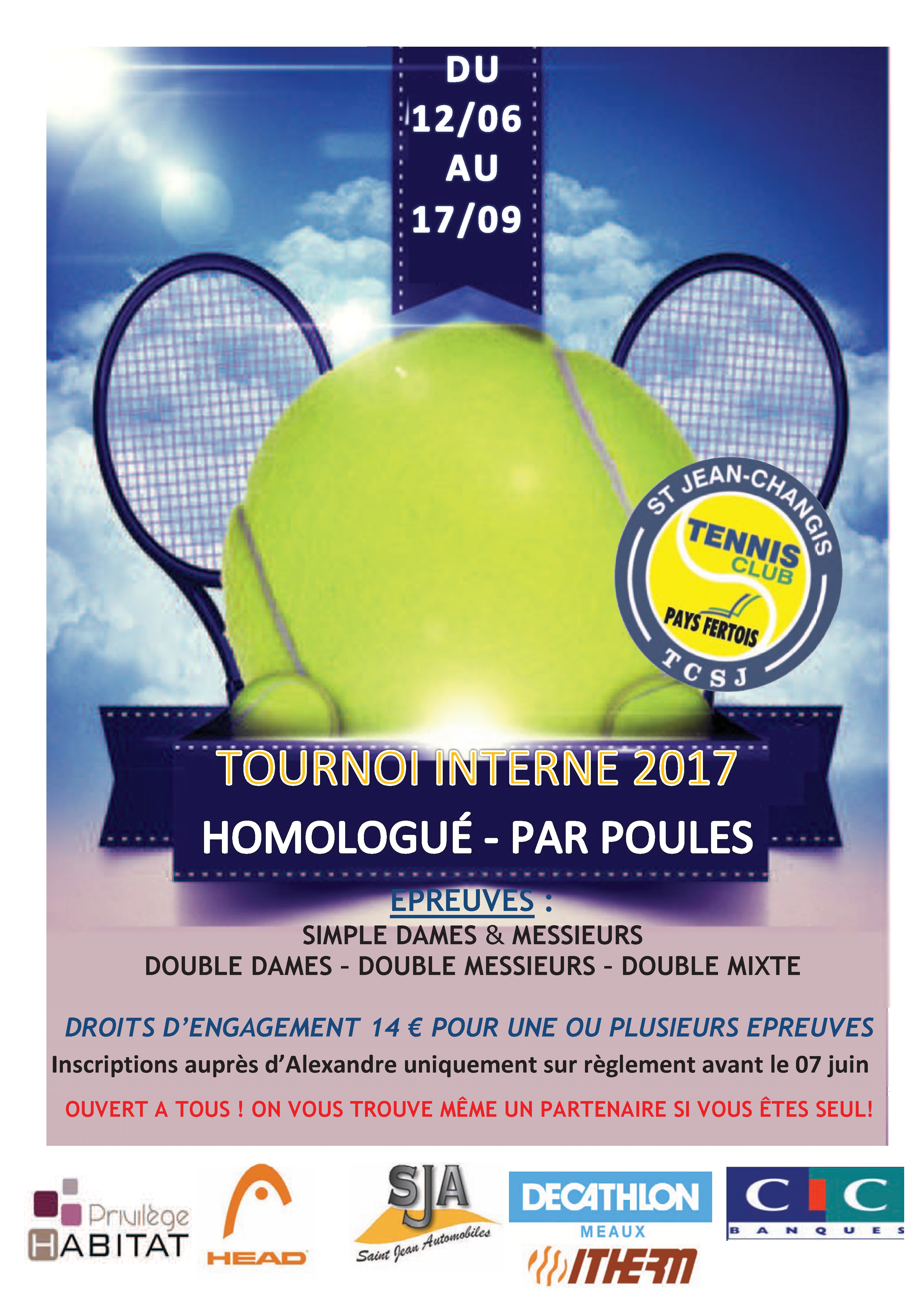 Tournoi Interne homologué du 12/06/2017 au 17/09/2017